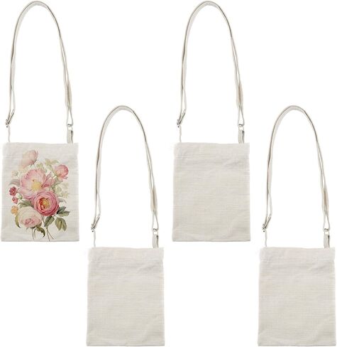 Framendino, 4 Pack Sublimation Canvas Bags Heat Transfer Tote Blanks Shoulder Handbags DIY Picture Logo Painting for Sports Travel White in Saudi Arabia