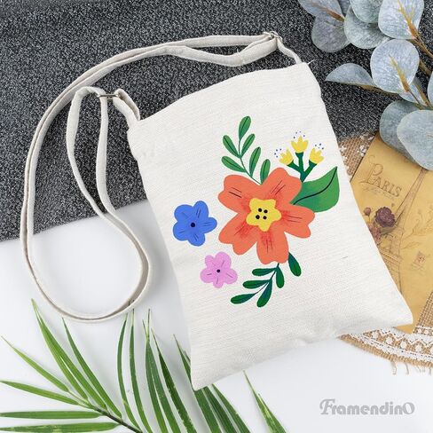 Framendino, 4 Pack Sublimation Canvas Bags Heat Transfer Tote Blanks Shoulder Handbags DIY Picture Logo Painting for Sports Travel White in Saudi Arabia