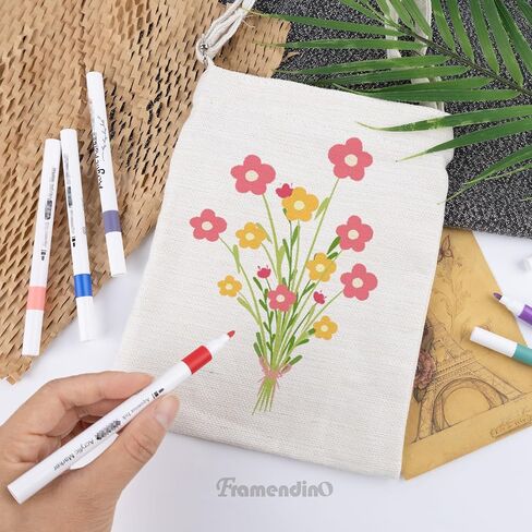 Framendino, 4 Pack Sublimation Canvas Bags Heat Transfer Tote Blanks Shoulder Handbags DIY Picture Logo Painting for Sports Travel White in Saudi Arabia