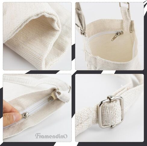 Framendino, 4 Pack Sublimation Canvas Bags Heat Transfer Tote Blanks Shoulder Handbags DIY Picture Logo Painting for Sports Travel White in Saudi Arabia