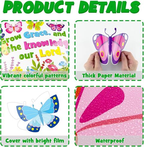 Spring Religious Bulletin Board Decoration Set, Spring Christian Bible Lord Classroom Decorations Flower Butterflies Floral Grow Cutouts March April Library School Nursery Wall Door Decor for Teacher in Saudi Arabia