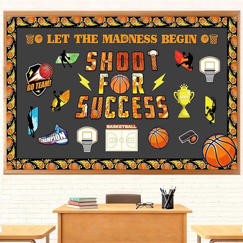 مجموعة 70 قطعة من ديكورات لوحة إعلانات كرة السلة، ديكورات كرة السلة للمدرسة، لوحات إعلانات ديكور الفصول الدراسية لكرة السلة، قطع كرة السلة للرياضة ومستلزمات الحفلات ذات طابع كرة السلة in Kuwait