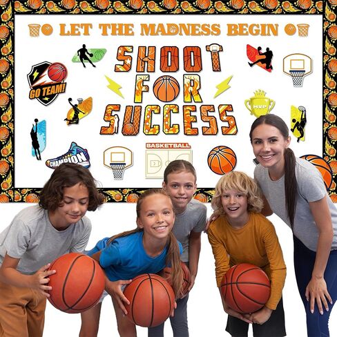 مجموعة 70 قطعة من ديكورات لوحة إعلانات كرة السلة، ديكورات كرة السلة للمدرسة، لوحات إعلانات ديكور الفصول الدراسية لكرة السلة، قطع كرة السلة للرياضة ومستلزمات الحفلات ذات طابع كرة السلة in Kuwait