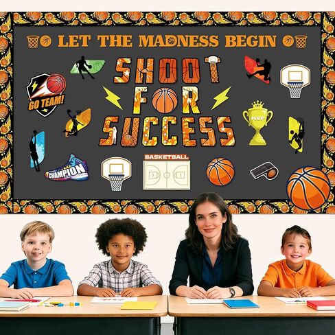 مجموعة 70 قطعة من ديكورات لوحة إعلانات كرة السلة، ديكورات كرة السلة للمدرسة، لوحات إعلانات ديكور الفصول الدراسية لكرة السلة، قطع كرة السلة للرياضة ومستلزمات الحفلات ذات طابع كرة السلة in Kuwait