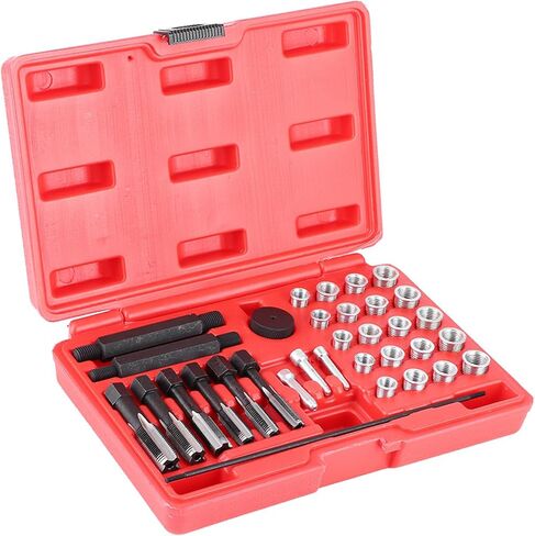 طقم إصلاح قابس التوهج، مجموعة أدوات إدخال خيط 33 قطعة، علاج سريع وفعال للخيوط التالفة. تم تصميمه وفقًا للمواصفات القياسية، وأدوات كاملة لإصلاح خيوط قابس التوهج، in Kuwait