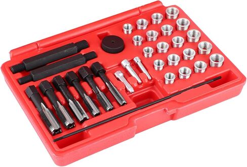 طقم إصلاح قابس التوهج، مجموعة أدوات إدخال خيط 33 قطعة، علاج سريع وفعال للخيوط التالفة. تم تصميمه وفقًا للمواصفات القياسية، وأدوات كاملة لإصلاح خيوط قابس التوهج، in Kuwait