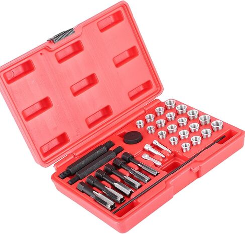 طقم إصلاح قابس التوهج، مجموعة أدوات إدخال خيط 33 قطعة، علاج سريع وفعال للخيوط التالفة. تم تصميمه وفقًا للمواصفات القياسية، وأدوات كاملة لإصلاح خيوط قابس التوهج، in Kuwait