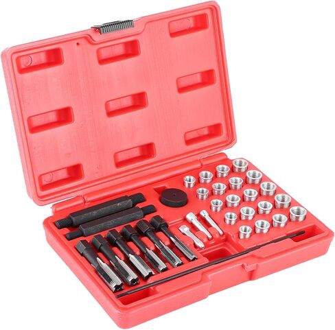 طقم إصلاح قابس التوهج، مجموعة أدوات إدخال خيط 33 قطعة، علاج سريع وفعال للخيوط التالفة. تم تصميمه وفقًا للمواصفات القياسية، وأدوات كاملة لإصلاح خيوط قابس التوهج، in Kuwait