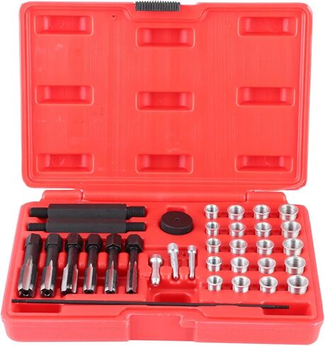 طقم إصلاح قابس التوهج، مجموعة أدوات إدخال خيط 33 قطعة، علاج سريع وفعال للخيوط التالفة. تم تصميمه وفقًا للمواصفات القياسية، وأدوات كاملة لإصلاح خيوط قابس التوهج، in Kuwait