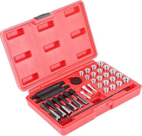 طقم إصلاح قابس التوهج، مجموعة أدوات إدخال خيط 33 قطعة، علاج سريع وفعال للخيوط التالفة. تم تصميمه وفقًا للمواصفات القياسية، وأدوات كاملة لإصلاح خيوط قابس التوهج، in Kuwait