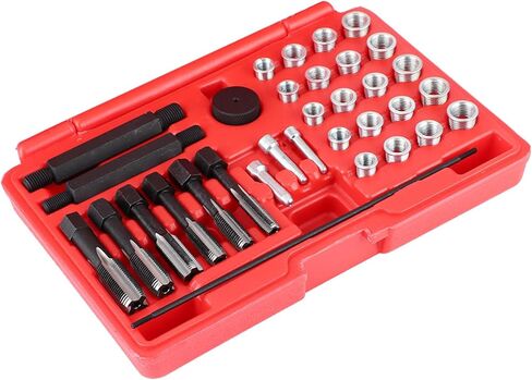 طقم إصلاح قابس التوهج، مجموعة أدوات إدخال خيط 33 قطعة، علاج سريع وفعال للخيوط التالفة. تم تصميمه وفقًا للمواصفات القياسية، وأدوات كاملة لإصلاح خيوط قابس التوهج، in Kuwait