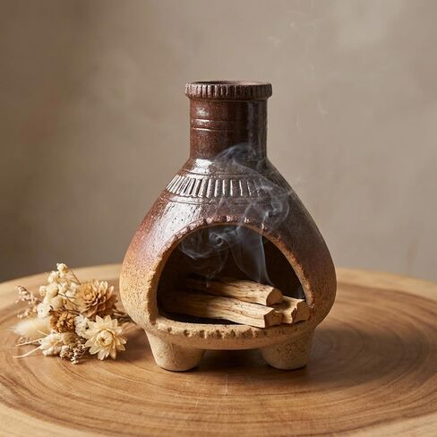 CEREMONY Palo Santo Holder -Mini Ceramic Incense Holder for Palo Santo Sticks - Palo Santo Holder for Gift-White Sage Holder for Meditation Decor (Brown-Fireplace) in Saudi Arabia