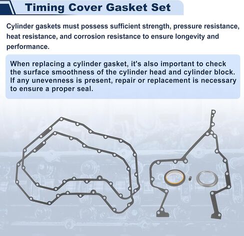 No.3900709/3918673/4638719 Engine Front Timing Gear Cover Gasket Set for Dodge for Ram 2500 3500 for Cummins 1989-2002 D150 D250 D350 W150 W250 W350 12V 4BT 3.9L 6BT 5.9L in Saudi Arabia