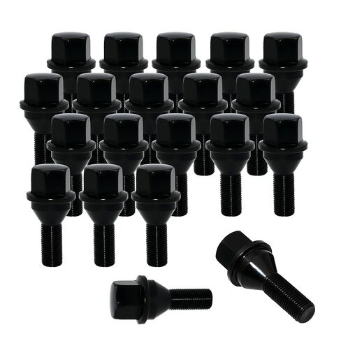 مسامير العروة M12x1.25 - 20 قطعة من مسامير العجلات الصلبة - استبدال مباشر لسيارة جيب شيروكي، رينيجيد، كومباس؛ دودج دارت؛ كرايسلر 200 - يستبدل OE# 6509933AA، 611-005، 53182366 (أسود) in Kuwait