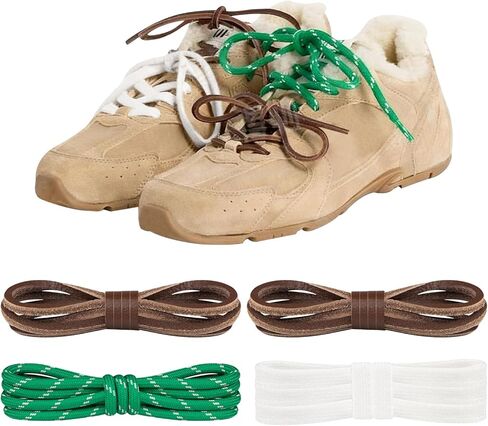 Endoto 4PCS Shoe Laces for Miu Miu Sneakers, Leather Shoelaces Replacement Strings kit in Saudi Arabia