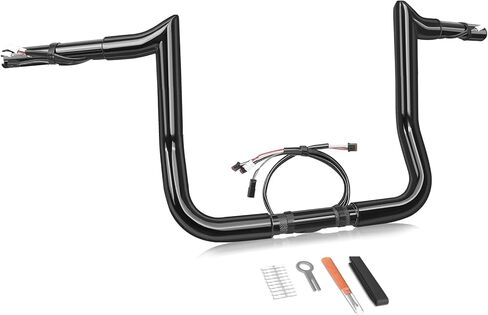 14 "ارتفاع المقاود السلكية مسبقا القرد الشماعات 1 1/4" الدهون 1 "المشبك Meathook Monkey Bar لامع أسود مناسب لـ Harley Touring Mitre Cut 2013 Cvo 2016-2023 Street Glide Electra Glide Ultra Limited in Saudi Arabia