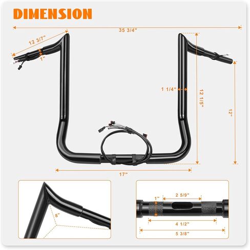 14 "ارتفاع المقاود السلكية مسبقا القرد الشماعات 1 1/4" الدهون 1 "المشبك Meathook Monkey Bar لامع أسود مناسب لـ Harley Touring Mitre Cut 2013 Cvo 2016-2023 Street Glide Electra Glide Ultra Limited in Saudi Arabia