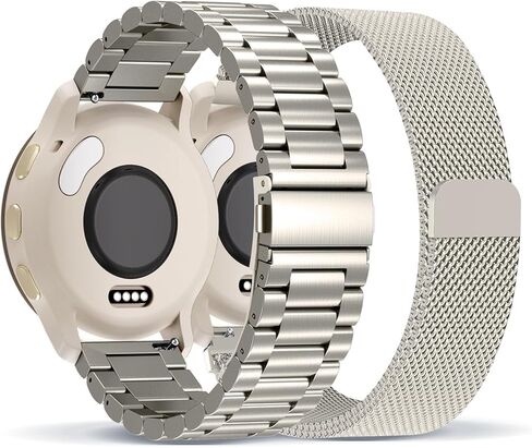 Compatible with Garmin Venu 3 Watch Band/Venu 4 45mm/Venu 2, 22mm Stainless Steel 2 Pack Metal and Mesh Bracelet Strap Wristband for Forerunner 570-47mm/265/255/Vivoactive 4 Women Men Accessory in Saudi Arabia