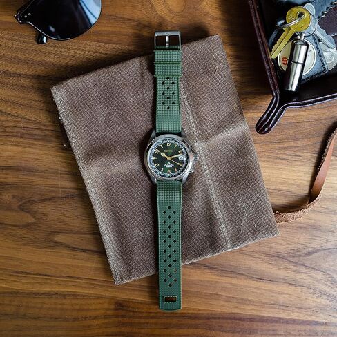 BARTON WATCH BANDS, 19mm Army Green - Tropical-Style 2 Watch Bands - Quick Release - Choose Strap Color & Width in Saudi Arabia