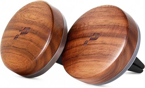 مشبك تنفيس معطر هواء خشبي للسيارة، موزع للزيوت العطرية قابل لإعادة التعبئة برائحة طبيعية تدوم طويلاً، جوز أمريكا الشمالية ومزيل الروائح الكريهة المعدني، يتضمن مشبكين + 4 عبوات لاصقة in Kuwait