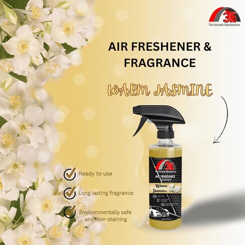 معطر هواء للسيارة 3E برائحة الياسمين الفاخرة 16 أونصة سائلة - معطر هواء احترافي ومزيل للرائحة، عطر داخلي طويل الأمد للسيارات والشاحنات وسيارات الدفع الرباعي والمركبات الترفيهية والمنزل والمكتب (ياسمين) in Kuwait