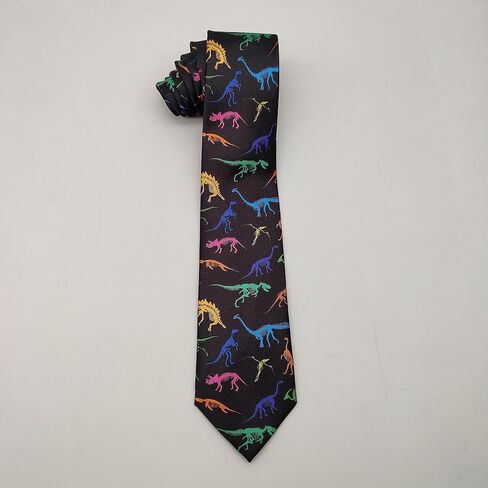ربطات عنق رجالية ملونة بهيكل عظمي ملون على شكل ديناصور من جينلي، ربطات عنق طويلة مضحكة للرجال كبيرة وطويلة، ربطة عنق مقاس 61 بوصة Xl in Kuwait