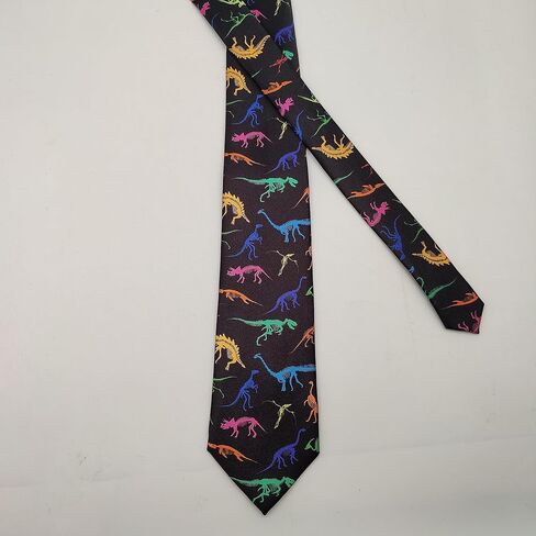 ربطات عنق رجالية ملونة بهيكل عظمي ملون على شكل ديناصور من جينلي، ربطات عنق طويلة مضحكة للرجال كبيرة وطويلة، ربطة عنق مقاس 61 بوصة Xl in Kuwait