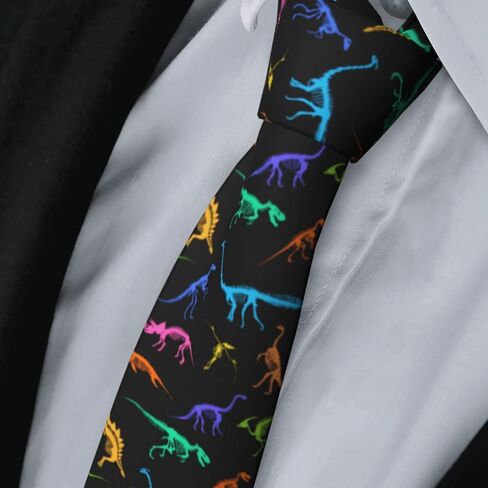 ربطات عنق رجالية ملونة بهيكل عظمي ملون على شكل ديناصور من جينلي، ربطات عنق طويلة مضحكة للرجال كبيرة وطويلة، ربطة عنق مقاس 61 بوصة Xl in Kuwait