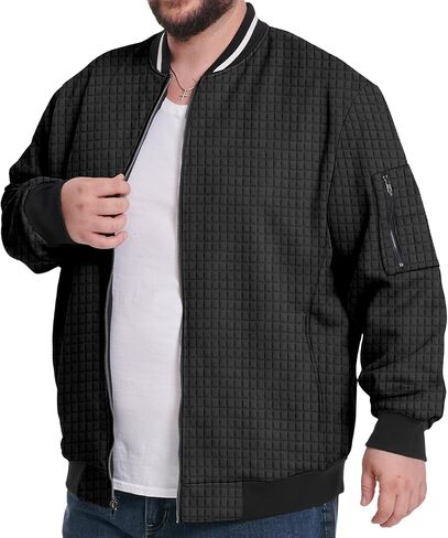 Lightweight Bomber Jacket Big and Tall for Men Varsity Jacket Fall Baseball Outwear, 2XL-6XL in Saudi Arabia