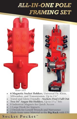 حل تأطير القطب الكل في واحد بجيب Lineman متوافق مع مجموعات مقابس Lineman Combo من كلاين وميلووكي مع تخزين لعداء صواميل النقل ومسدس التأثير in Kuwait