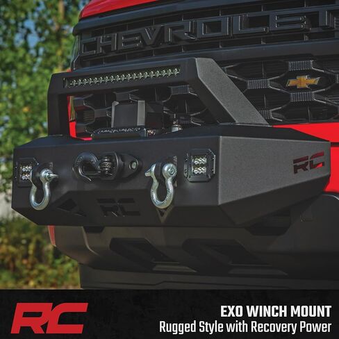 نظام تركيب ونش Rough Country EXO لسيارة Chevy Silverado 1500 (2022-2026) - يتضمن شريط إضاءة LED مقاس 20 بوصة، ومكعبات LED مزدوجة مقاس 2 بوصة، وحلقات على شكل حرف D in Kuwait