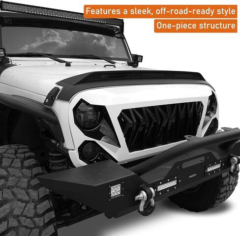 Hooke Road Wrangler Hood Protector Bug Deflector Stone Guard with Amber Running Lights for 2007-2018 Jeep Wrangler JK & JKU Unlimited 2/4 Doors in Kuwait