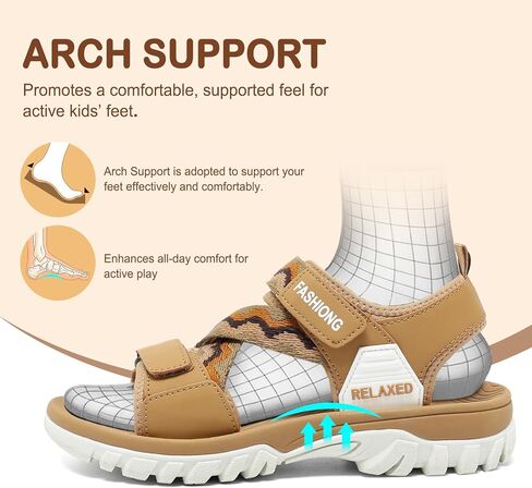 Kids Hiking Sport Sandals with Back Strap Adjustable Athletic Orthopedic Walking Sandals for Boys Girls with Arch Support , Comfortable Soft Water Sandals for Summer Outdoor Footbed Schools Play Shoes in Saudi Arabia