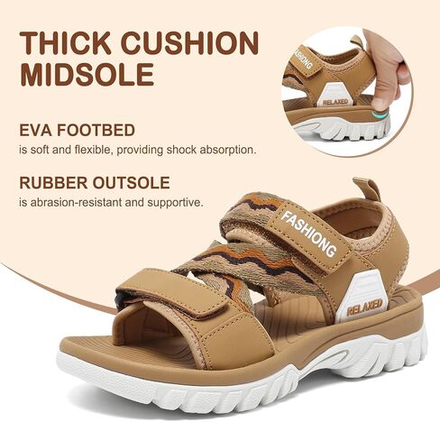 Kids Hiking Sport Sandals with Back Strap Adjustable Athletic Orthopedic Walking Sandals for Boys Girls with Arch Support , Comfortable Soft Water Sandals for Summer Outdoor Footbed Schools Play Shoes in Saudi Arabia