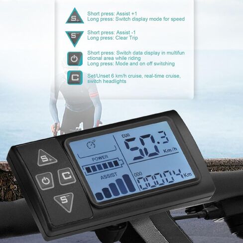 Electric Bike LCD Display, S861 Electric Scooter Speedometer LCD Panel Screen Replacement with SM Connector for Cycling Bicycle Scooter Modification in Saudi Arabia