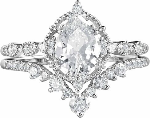 Newshe Jewellery Moissanite Wedding Rings for Women 925 Sterling Silver Engagement Ring Bridal Set Pear Teardrop size in Saudi Arabia