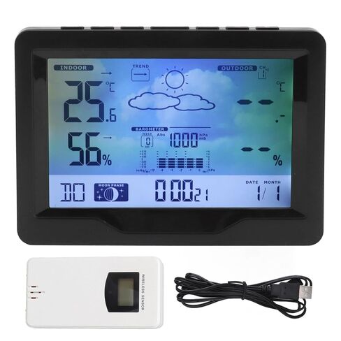 Weather Clock with Temperature Humidity Monitor, Alarm Clock with Weather Forecast, USB or Battery Powered - Accurate Weather Display, Frost Alarm, Home Use in Saudi Arabia
