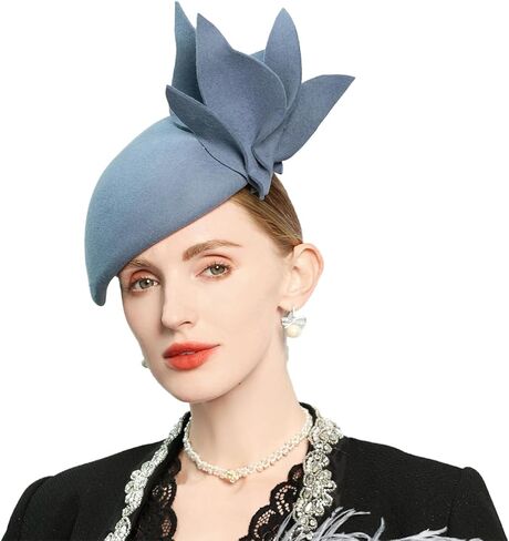 Wool Felt Derby Fascinator Hats for Women Ladies Church Tea Party Dress Formal Femme Leaf Droplet Cocktail Pillbox Hat in Saudi Arabia