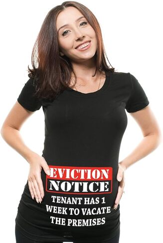 Eviction Notice T-Shirt True Pregnancy Funny Maternity Top with Ruched Sides in Saudi Arabia