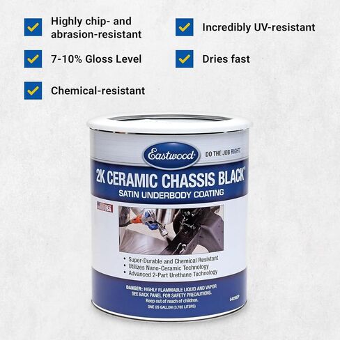 إيستوود 2K هيكل سيراميك طلاء ساتان تحت الطلاء | طلاء أسود عالي الجودة مقاوم للمواد الكيميائية بتكنولوجيا النانو للمركبات | يتطلب منشطًا بطيئًا/متوسطًا | 1 جالون in Kuwait