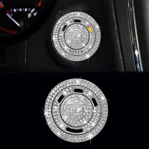 TOMALL Bling Car Engine Start Button Cover Compatible with Dodge Journey Chrysler Durango Grand Cherokee Car Push Start Stop Button Ring Sparkly Engine Ignition Cap Bling Interior Accessories for Car in Saudi Arabia