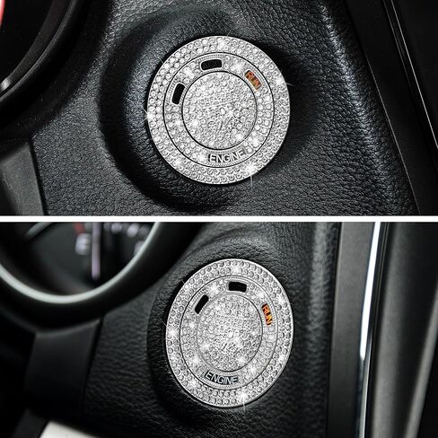 TOMALL Bling Car Engine Start Button Cover Compatible with Dodge Journey Chrysler Durango Grand Cherokee Car Push Start Stop Button Ring Sparkly Engine Ignition Cap Bling Interior Accessories for Car in Saudi Arabia