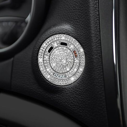 TOMALL Bling Car Engine Start Button Cover Compatible with Dodge Journey Chrysler Durango Grand Cherokee Car Push Start Stop Button Ring Sparkly Engine Ignition Cap Bling Interior Accessories for Car in Saudi Arabia