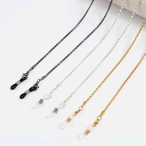 Eyeglass Chains String Holders for Women Men 3 PCS Stylish Gold Silver Link Necklace Eye Glasses Holders Around Neck Vintage Reading Glasses Chain with Eyeglass Loop Sunglasses Strap Accessory in Saudi Arabia