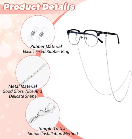 Eyeglass Chains String Holders for Women Men 3 PCS Stylish Gold Silver Link Necklace Eye Glasses Holders Around Neck Vintage Reading Glasses Chain with Eyeglass Loop Sunglasses Strap Accessory in Saudi Arabia