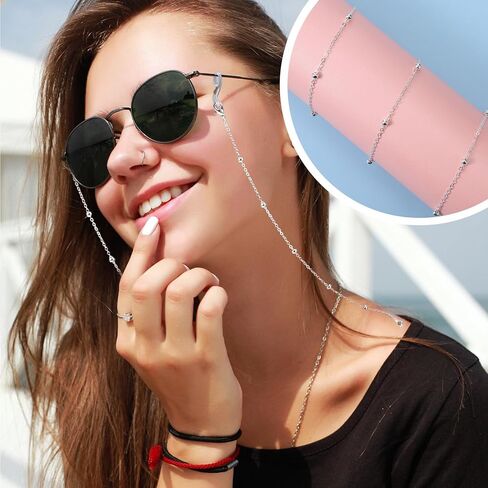 4pcs Eye Glasses Holders Around Neck, Stylish Beaded Eyeglass Chains for Women & Men Glasses Holder Necklace Non-Slip Eyeglass Strap with Adjustable Silicone Loops, Vintage Reading Glass Chain in Saudi Arabia