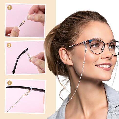 4pcs Eye Glasses Holders Around Neck, Stylish Beaded Eyeglass Chains for Women & Men Glasses Holder Necklace Non-Slip Eyeglass Strap with Adjustable Silicone Loops, Vintage Reading Glass Chain in Saudi Arabia