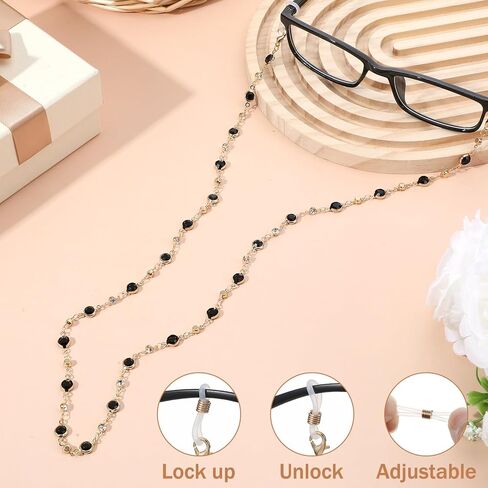 قطعتان من سلاسل النظارات المطرزة بالكريستال، حاملات النظارات حول الرقبة، حزام النظارات الذهبي، حامل حزام النظارات الشمسية، سلسلة نظارات القراءة للنساء in Saudi Arabia