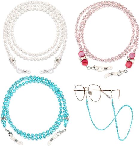 3 Pcs Glasses String Pearl Lanyard Eyeglass Chains for Women Stylish Sunglasses Chain Beaded Eyeglasses Strap Lanyard Elegant Eyewear Retainer Chains for Sunglass Myopia Glass in Saudi Arabia