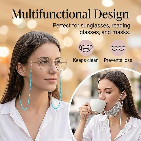 3 Pcs Glasses String Pearl Lanyard Eyeglass Chains for Women Stylish Sunglasses Chain Beaded Eyeglasses Strap Lanyard Elegant Eyewear Retainer Chains for Sunglass Myopia Glass in Saudi Arabia